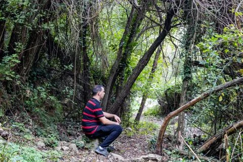 Man doing hiking Stock Photos