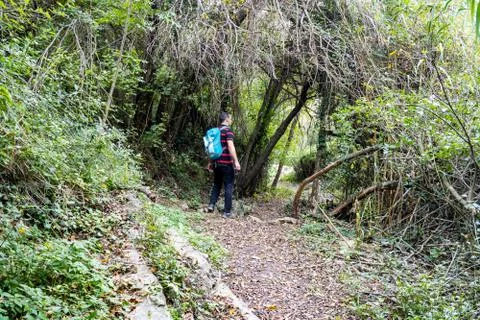Man doing hiking Stock Photos
