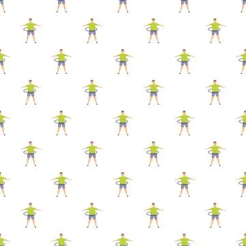 Man doing hula hoop exercise seamless pattern Stock Illustration