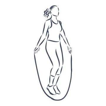 Man doing jump roping. vector sketch illustration Stock Illustration