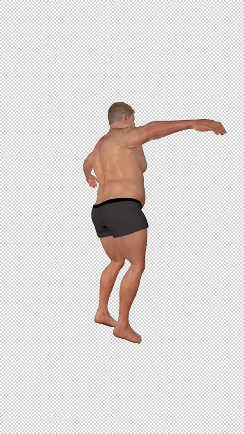 Man doing jumping jacks to lose weight, loop, vertical video, Alpha Channel Stock Footage 334102041