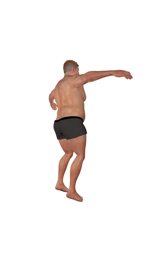 Man doing jumping jacks to lose weight, loop, vertical video, against white Stock Footage 336560564