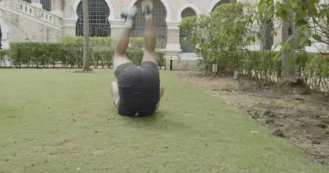 A man doing kick up - wide shoot Video stock 146096896