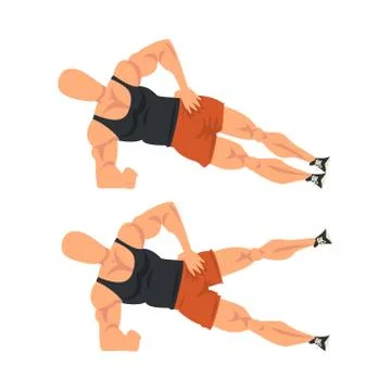 Man Doing Leg Rise Exercise in Two Steps, Male Athlete Doing Sports for Fit Body Stock Illustration