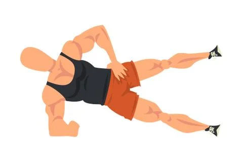 Man Doing Leg Rise Exercise, Male Athlete Doing Sports for Fit Body, Buttock Stock Illustration