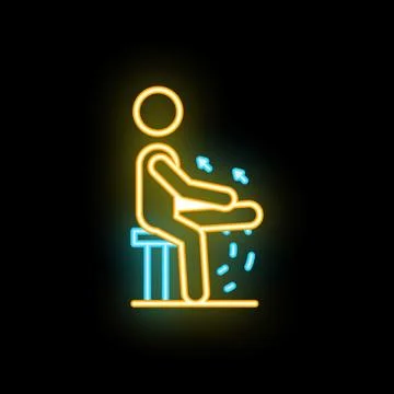 Man doing leg rotation exercise neon sign icon on black background Stock Illustration