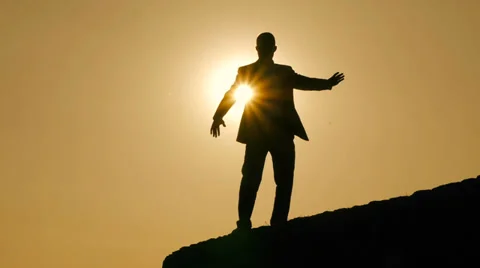 Man doing leisure activity. recreational. sunset. silhouette of man. person Stock Footage 38043293