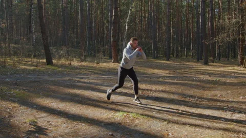 Man Is Doing Lower Body Workout Outdoor Vídeos de archivo 169154982