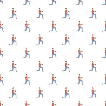 Man doing lunge exercise with weights pattern Stock Illustration