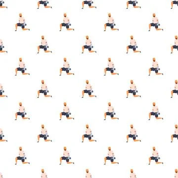 Man doing lunges with dumbbells pattern Stock Illustration
