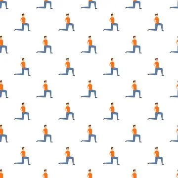 Man doing lunges exercise seamless pattern Stock Illustration
