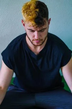 Man doing metitation Stock Photos