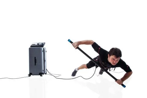 Man doing one hand plank with EMS Stock Photos
