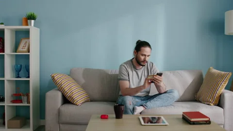 Man Is Doing Online Purchase Stock Footage 130446127