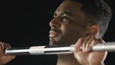 Man doing an overhead press, head and shoulders Stock Footage 110762208