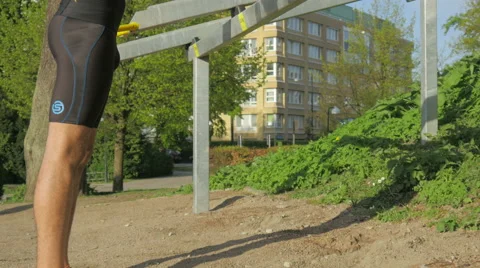 Man doing overhead rows Stock Footage 50040292