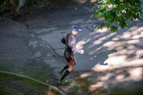 Man doing physical activity at the park 스톡 사진