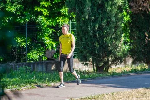 Man doing physical activity at the park 스톡 사진