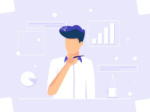 Man doing presentation up front. big data presentation. Can used for social m Stock Illustration