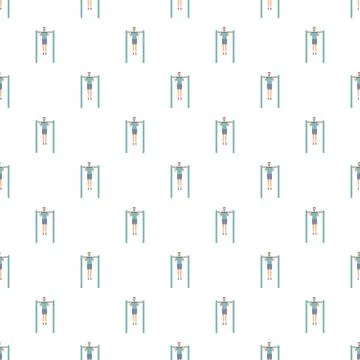Man doing pull up exercise on bar seamless pattern Stockillustratie