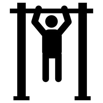 Man doing pull-up icon. Pull up exercise sign. Stock Illustration