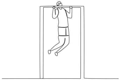 A man doing pull up in the park Stock Illustration