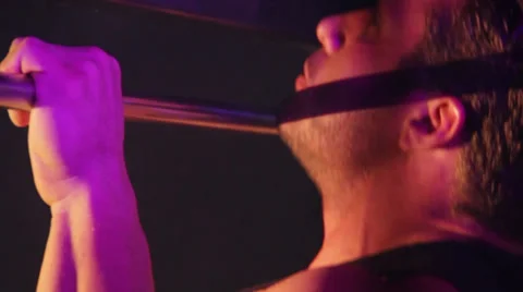 Man Doing Pull Ups at Gym Stock Footage 32398981