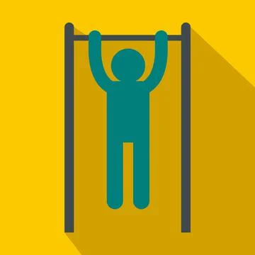 Man doing pull ups on the horizontal bar icon Stock Illustration
