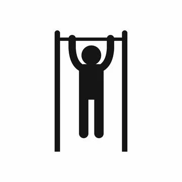 Man doing pull ups on the horizontal bar icon Stock Illustration