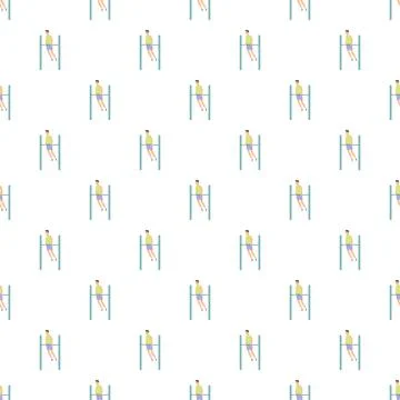 Man doing pull ups on horizontal bar seamless pattern イラスト素材