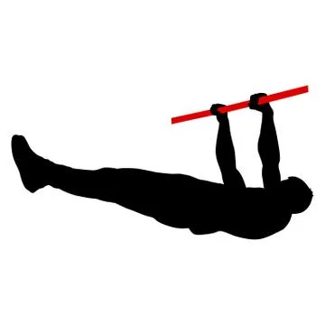 Man doing pull-ups silhouette on a white background Stock Illustration