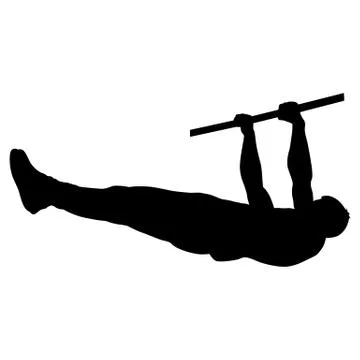 Man doing pull-ups silhouette on a white background Stock Illustration