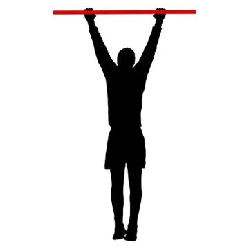 Man doing pull-ups silhouette on a white background Stock Illustration