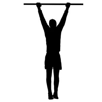 Man doing pull-ups silhouette on a white background Stock Illustration
