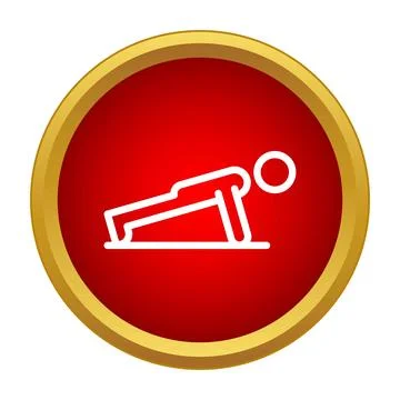 Man doing push up exercise line icon 스톡 일러스트