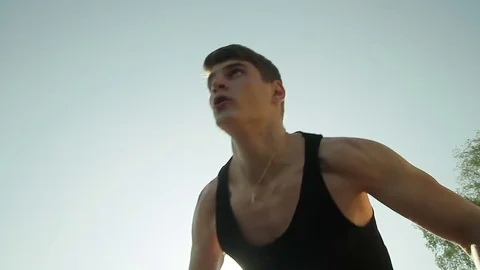 Man doing push up exercise in park, Man workout outdoor Stock Footage 79816028