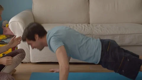 Man doing push-ups with clapping Stock Footage 127168074