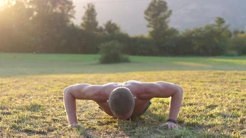 Man Doing Push-Ups, Close up Stock Footage 138666387