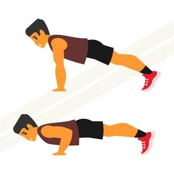 Man-doing-push-ups Stock Illustration