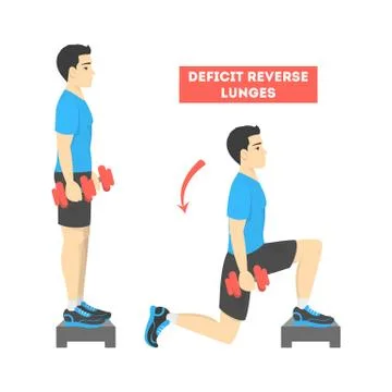 Man doing reverse lunges exercise for fit body Stock Illustration