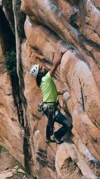 Man Doing Rock Climbing Stock Photos