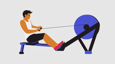 Man Doing Seated Cable Row Workout Animation 4K Loop Stock Footage 318507158