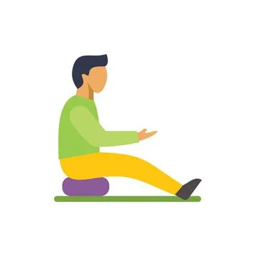 Man doing seated forward bend stretch exercise on mat Stock Illustration