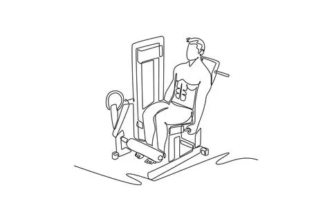 Man doing seated leg extension exercise on gym machine Stock Illustration