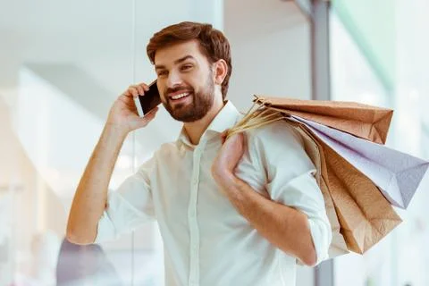 Man doing shopping Stock Photos