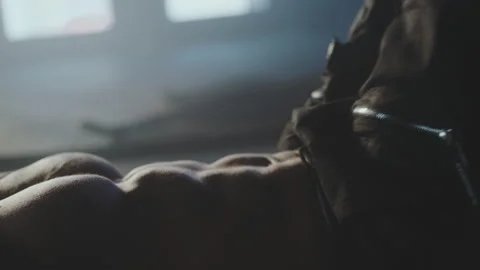 Man doing sit-ups fat burning workout Stock Footage 236180709