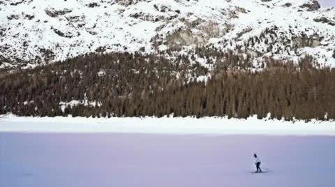 Man doing ski training Stock Footage 21226494