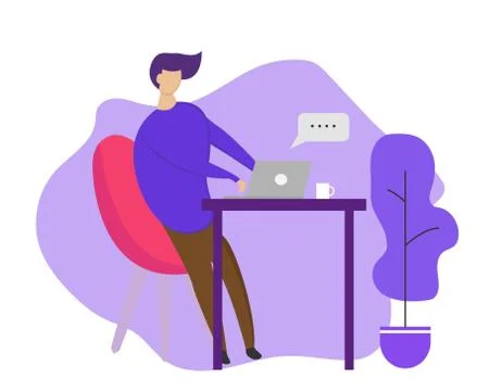 Man doing something with his laptop.e Stock Illustration
