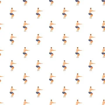 Man doing squat exercise workout seamless pattern Stockillustratie