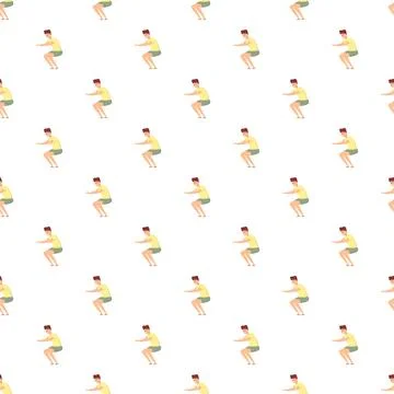 Man doing squats exercise pattern seamless background Illustrazione stock